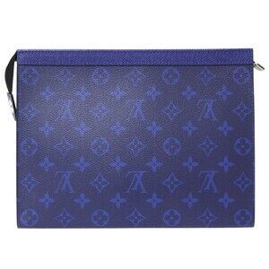 Louis Vuitton Bag Taigarama Shoulder Voyage Clutch Blue Classic Pochette